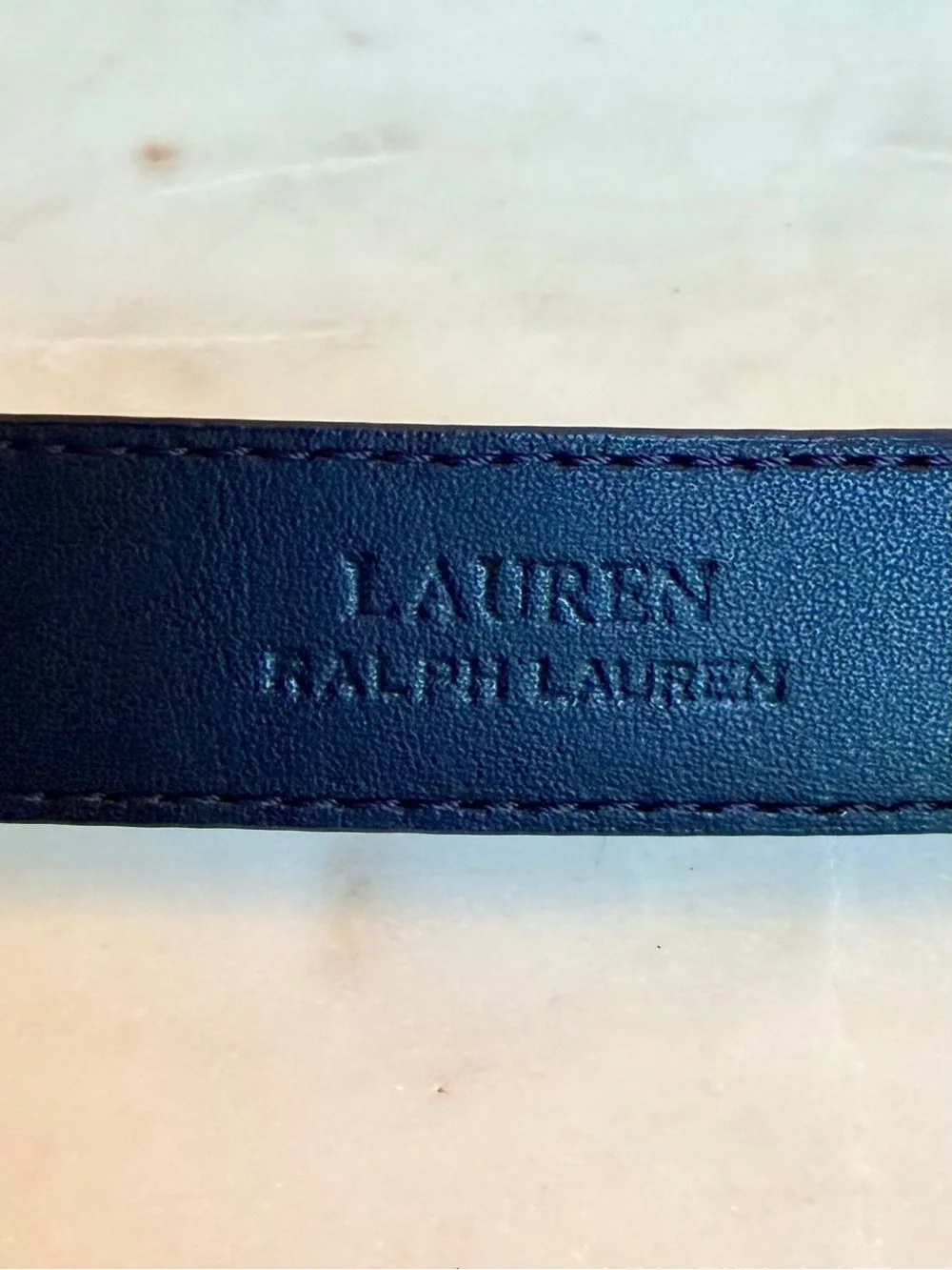 Lauren Ralph Lauren Black Patent Belt with Gold LRL Buckle, size Large (NWOT)